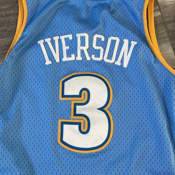 Denver Nuggets NBA 🏀 Basketball Allen Iverson #3 Blue Jersey Medium - Picture 5 of 6